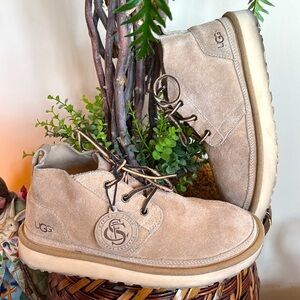 UGG Charles F. Stead Full-Grain Suede Lace Up Boots Casual Mens Shoes Shearling